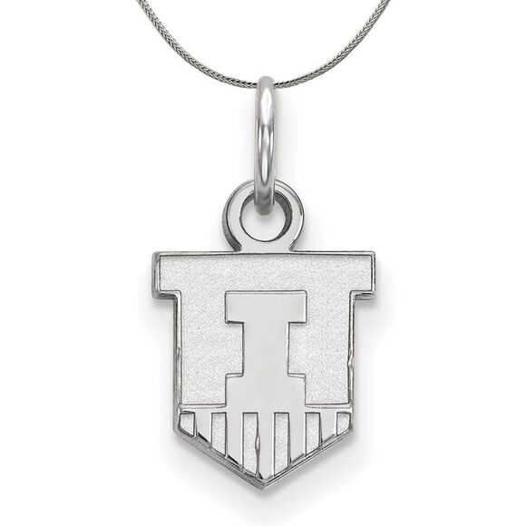 Sterling Silver U. of Illinois XS (Tiny) Shield Necklace 24 Inch